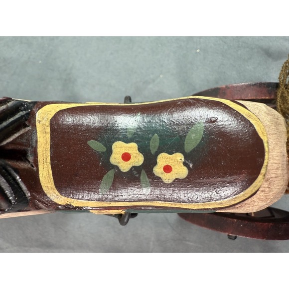 ANTIQUE VINTAGE HAND-CARVED and Painted WOODEN HORSE TRICYCLE DECOR SCULPTURE - Picture 6 of 8